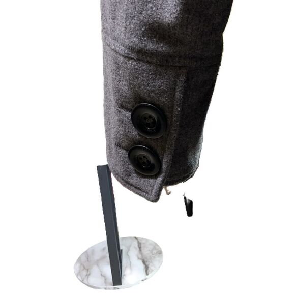 Ashley Stewart Gray Belted High Collar Button-Up Trench coat Size 1X - Picture 12 of 15